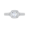 Jewelove™ Rings VS J / Women's Band only 0.50 cts Square Double Halo Solitaire Split Shank Diamond Platinum Ring JL PT RP RD 195