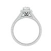 Jewelove™ Rings VS J / Women's Band only 0.50 cts Square Double Halo Solitaire Split Shank Diamond Platinum Ring JL PT RP RD 195