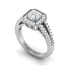 Jewelove™ Rings J VS / Women's Band only 0.50cts Asscher Solitaire Halo Diamond Split Shank Platinum Ring JL PT EN7203WB