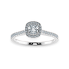 Jewelove™ Rings Women's Band only / VVS G 0.50cts. Cushion Cut Solitaire Diamond Halo Shank Platinum Engagement Ring JL PT 1195