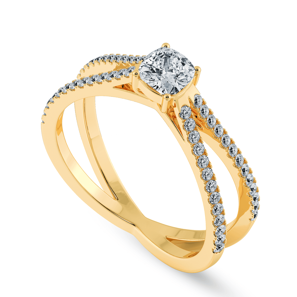 Jewelove™ Rings Women's Band only / VS I 0.50cts. Cushion Cut Solitaire Diamond Split Shank 18K Yellow Gold Ring JL AU 1171Y-A