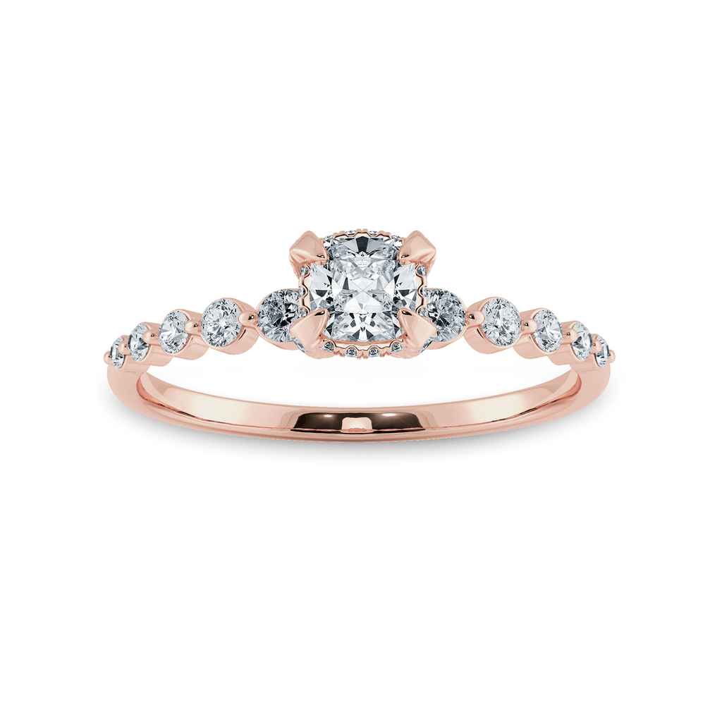 Jewelove™ Rings Women's Band only / VVS G 0.50cts. Cushion Cut Solitaire Halo Diamond Accents 18K Rose Gold Ring JL AU 2005R-A