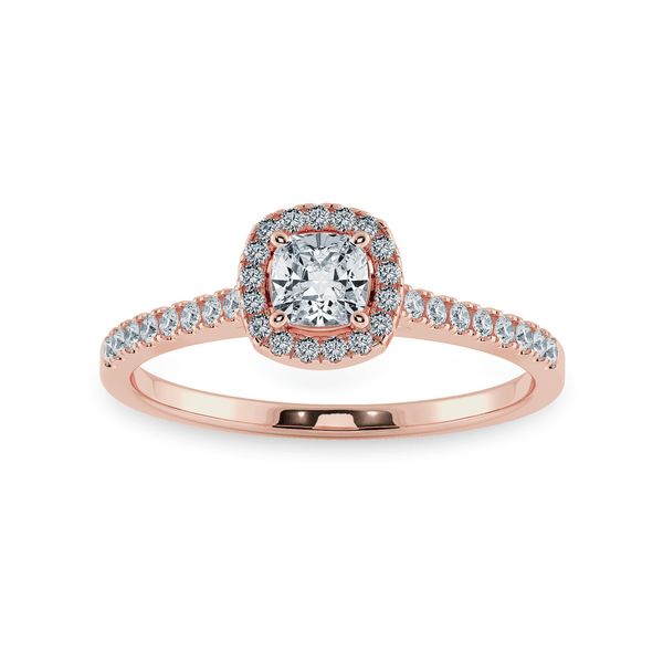 Jewelove™ Rings Women's Band only / VVS G 0.50cts. Cushion Cut Solitaire Halo Diamond Shank 18K Rose Gold Ring JL AU 1195R