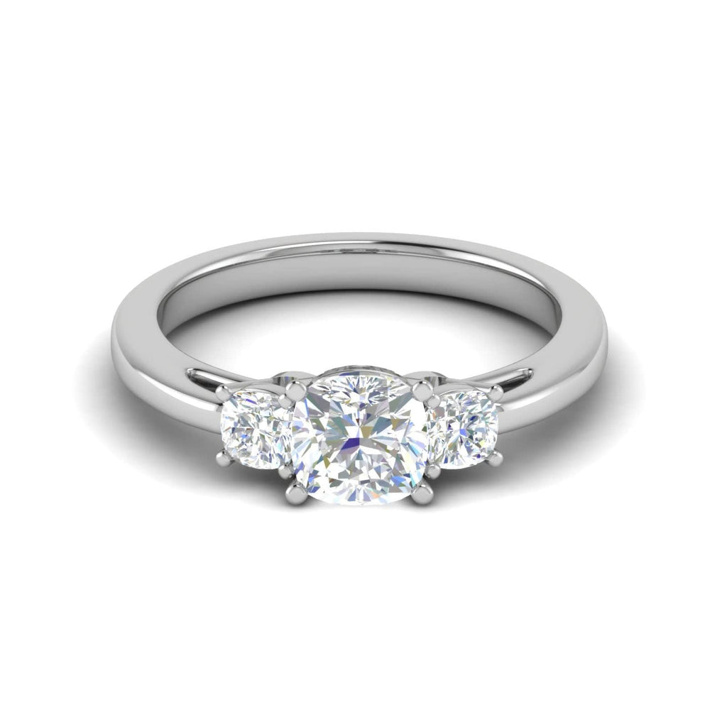 Jewelove™ Rings VVS G / Women's Band only 0.50cts. Cushion Solitaire Diamond Accents Platinum Ring JL PT R3 CU 119