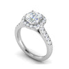 Jewelove™ VVS G / Women's Band only 0.50cts Cushion Solitaire Platinum Halo Diamond Shank Ring JL PT REHS1561