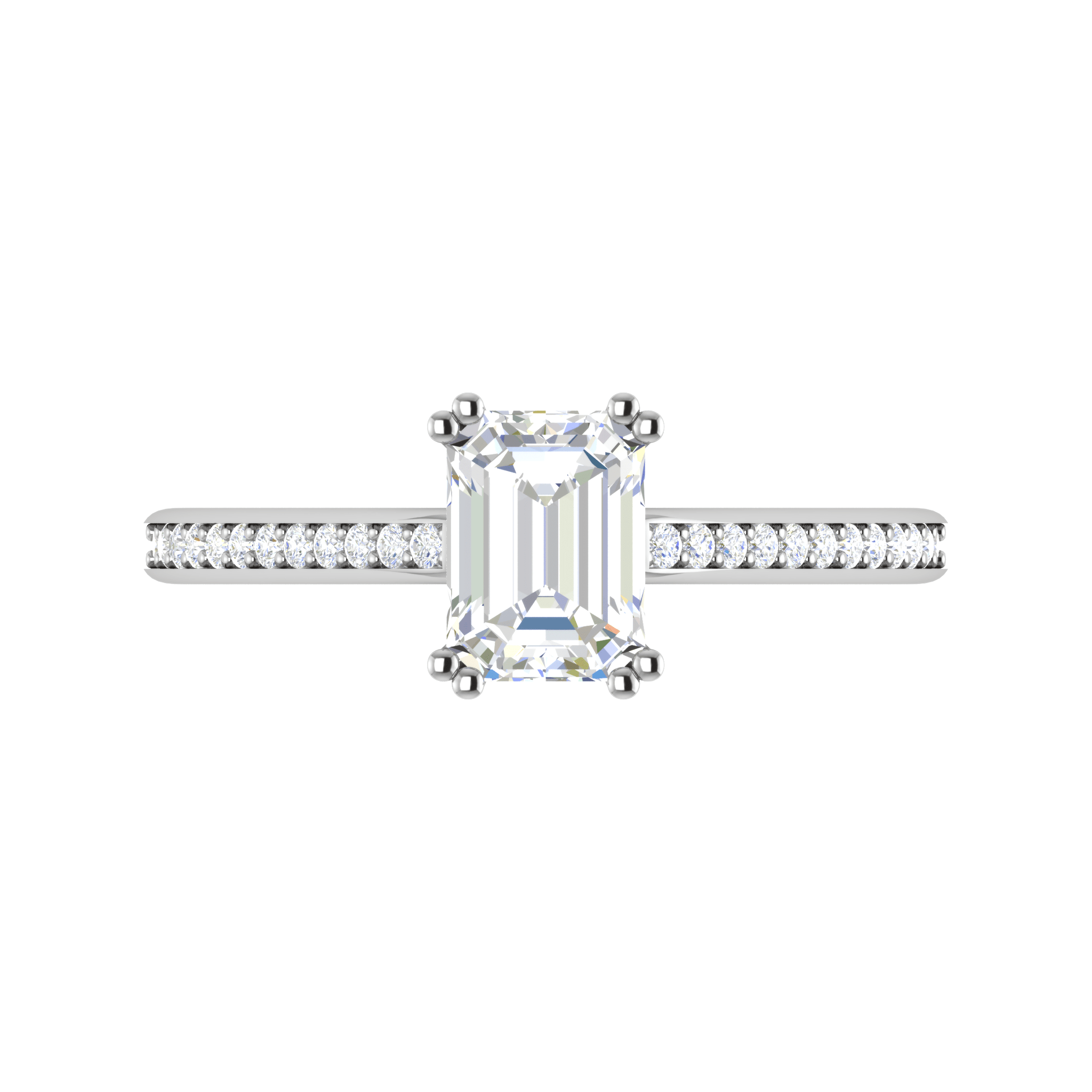 Jewelove™ Rings E VVS / Women's Band only 0.50cts Emerald Cut Solitaire Diamond Shank Platinum Ring JL PT RC EM 152-A