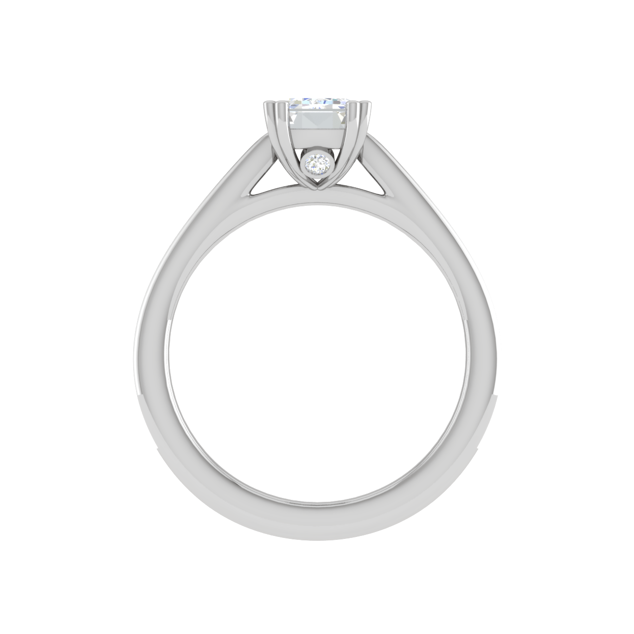 Jewelove™ Rings E VVS / Women's Band only 0.50cts Emerald Cut Solitaire Diamond Shank Platinum Ring JL PT RC EM 152-A