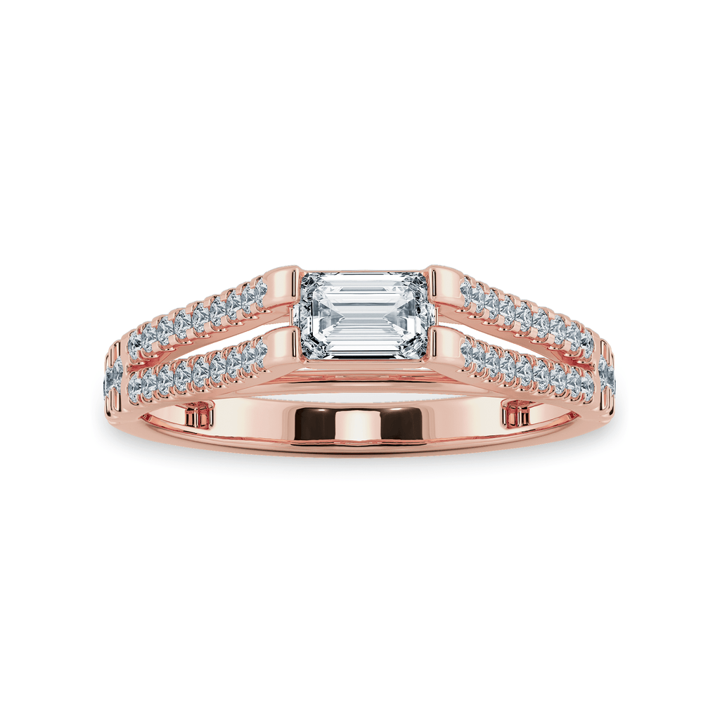 Jewelove™ Rings Women's Band only / VVS E 0.50cts. Emerald Cut Solitaire Diamond Split Shank 18K Rose Gold Solitaire Ring JL AU 1180R-A