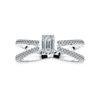 Jewelove™ Rings E VVS / Women's Band only 0.50cts Emerald Cut Solitaire Diamond Split Shank Platinum Ring JL PT 1172-A