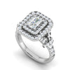 Jewelove™ Rings E VVS / Women's Band only 0.50cts. Emerald Cut Solitaire Double Halo Diamond Shank Platinum Ring JL PT WB6009E