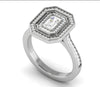 Jewelove™ Rings E VVS / Women's Band only 0.50cts Emerald Cut Solitaire Double Halo Diamonds Shank Platinum Ring JL PT RH EM 248