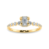 Jewelove™ Rings Women's Band only / VVS E 0.50cts. Emerald Cut Solitaire Halo Diamond Accents 18K Yellow Gold Ring JL AU 2006Y-A