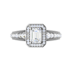 Jewelove™ Rings E VVS / Women's Band only 0.50cts. Emerald Cut Solitaire Halo Diamond Shank Platinum Ring JL PT WB6010E