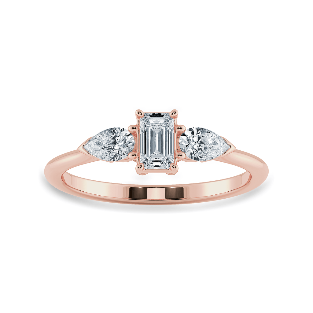 Jewelove™ Rings Women's Band only / VVS E 0.50cts. Emerald Cut Solitaire with Pear Cut Diamond Accents 18K Rose Gold Solitaire Ring JL AU 1204R-A