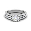 Jewelove™ J VS / Women's Band only 0.50cts Halo Diamond Split Shank Solitaire Platinum Ring JL PT M00329MD