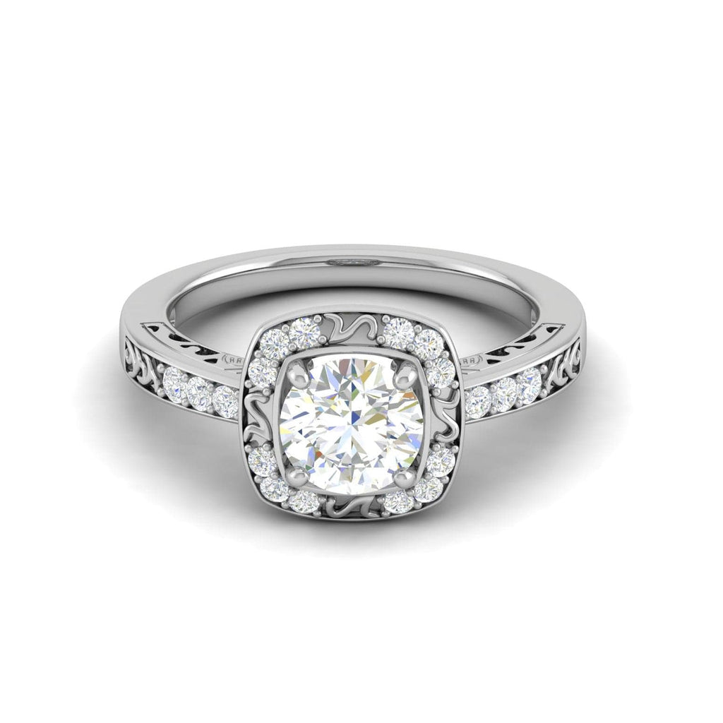 Jewelove™ Rings J VS / Women's Band only 0.50cts Halo Solitaire Halo Diamond Shank Platinum Ring JL PT WB5817E