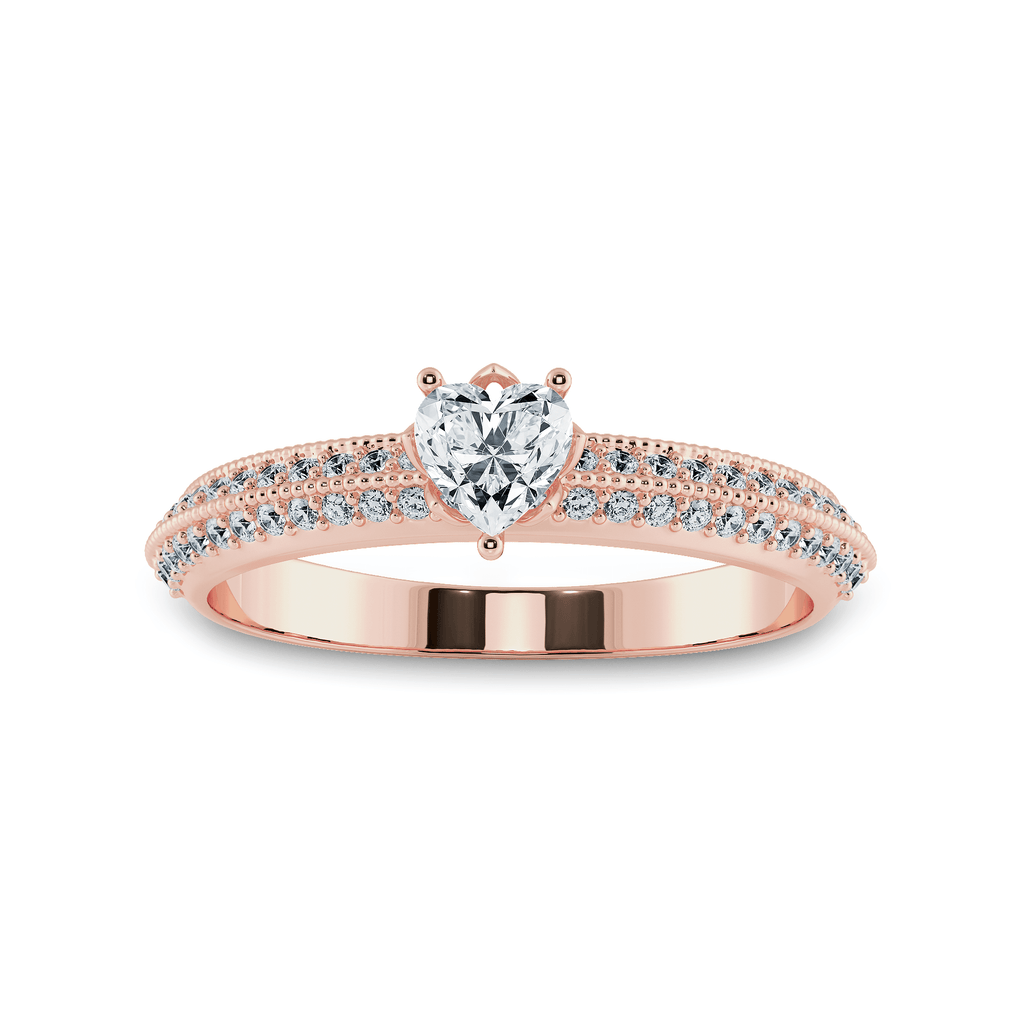 Jewelove™ Rings Women's Band only / VS I 0.50cts. Heart Cut Solitaire Diamond Split Shank 18K Rose Gold Ring JL AU 1189R-A