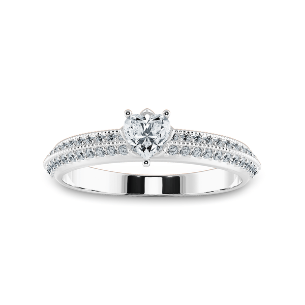 Jewelove™ Rings I VS / Women's Band only 0.50cts Heart Cut Solitaire Diamond Split Shank Platinum Ring JL PT 1189-A