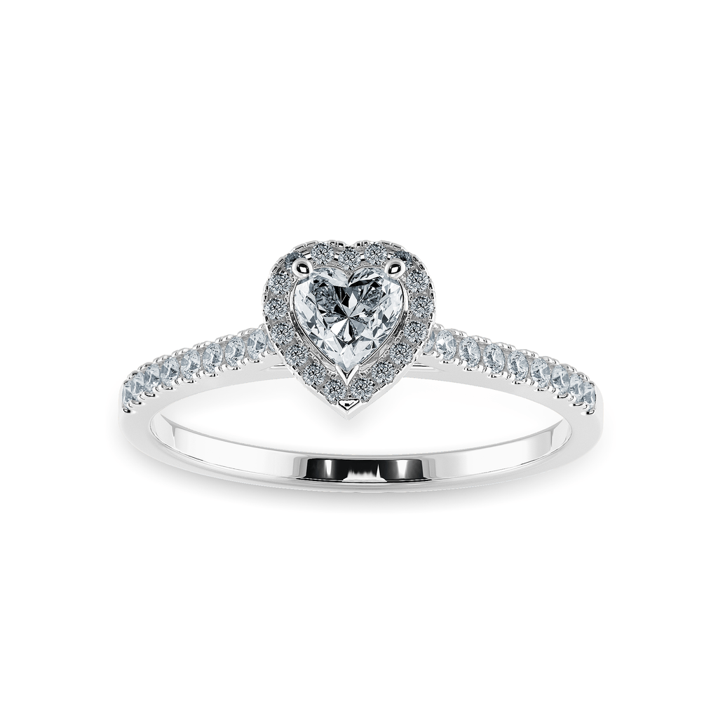 Jewelove™ Rings I VS / Women's Band only 0.50cts Heart Cut Solitaire Halo Diamond Shank Platinum Ring JL PT 1198-A