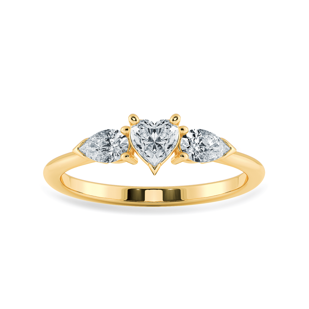 Jewelove™ Rings Women's Band only / VS I 0.50cts. Heart Cut Solitaire with Pear Cut Diamond Accents 18K Yellow Gold Ring JL AU 1205Y-A