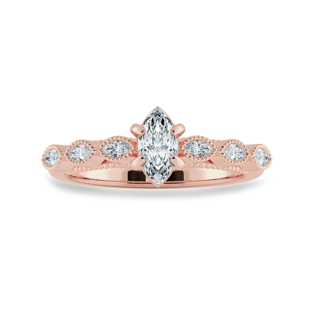 Jewelove™ Rings Women's Band only / VS I 0.50cts. Marquise Cut Solitaire Diamond Accents 18K Rose Gold Ring JL AU 2019R-A