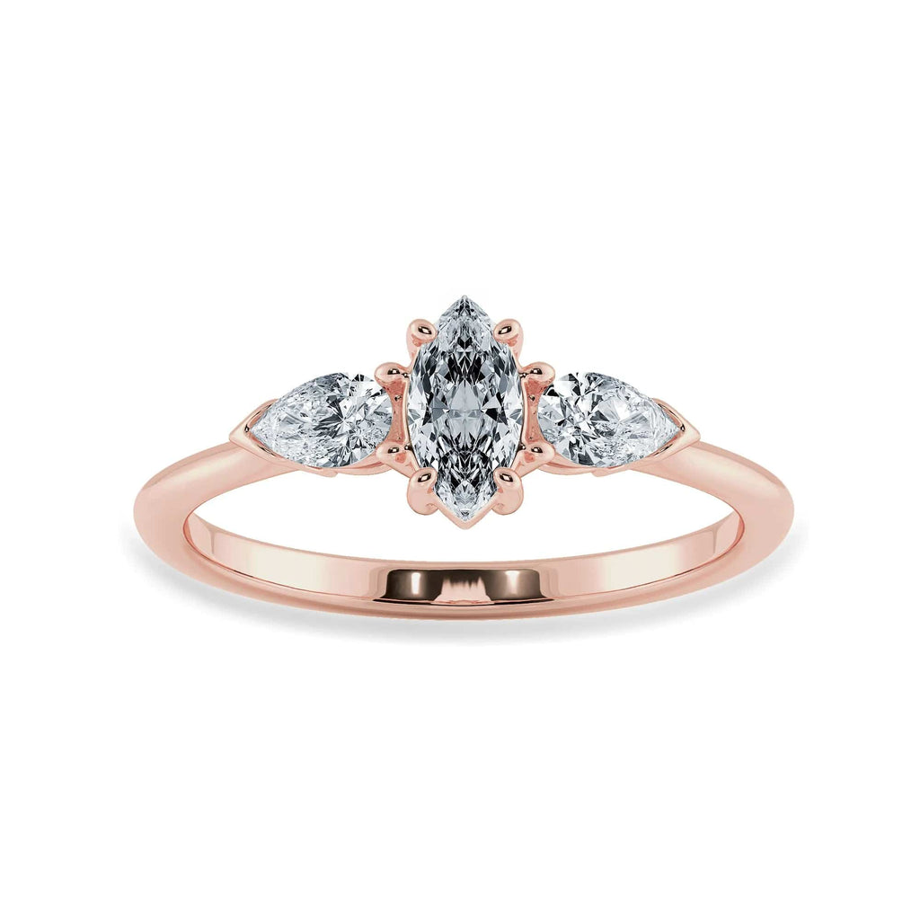 Jewelove™ Rings Women's Band only / VS I 0.50cts. Marquise Cut Solitaire with Pear Cut Diamond Accents 18K Rose Gold Ring JL AU 1208R-A