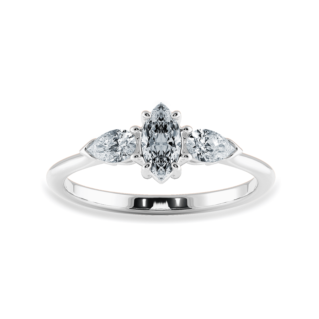 Jewelove™ Rings I VS / Women's Band only 0.50cts Marquise Cut Solitaire with Pear Cut Diamond Accents Platinum Ring JL PT 1208-A