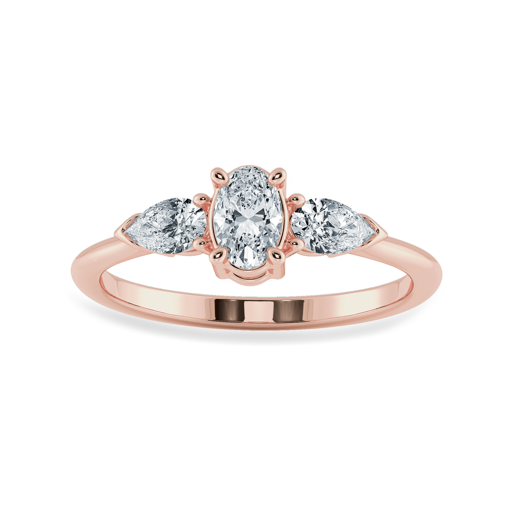 Jewelove™ Rings Women's Band only / VS I 0.50cts. Oval Cut Solitaire with Pear Cut Diamond Accents 18K Rose Gold Ring JL AU 1206R-A