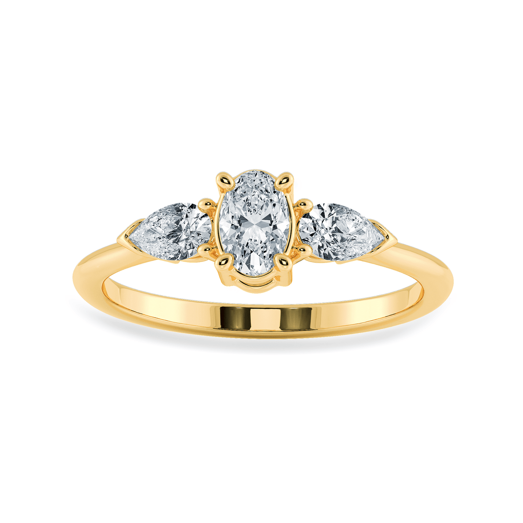 Jewelove™ Rings Women's Band only / VS I 0.50cts. Oval Cut Solitaire with Pear Cut Diamond Accents 18K Yellow Gold Ring JL AU 1206Y-A