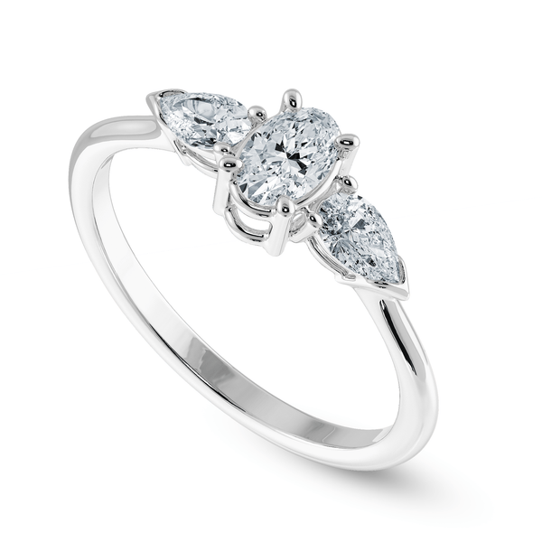 Jewelove™ Rings I VS / Women's Band only 0.50cts Oval Cut Solitaire with Pear Diamond Accents Platinum Ring JL PT 1206-A