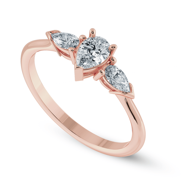 Jewelove™ Rings Women's Band only / VS I 0.50cts. Pear Cut Solitaire Diamond Accents 18K Rose Gold Ring JL AU 1207R-A