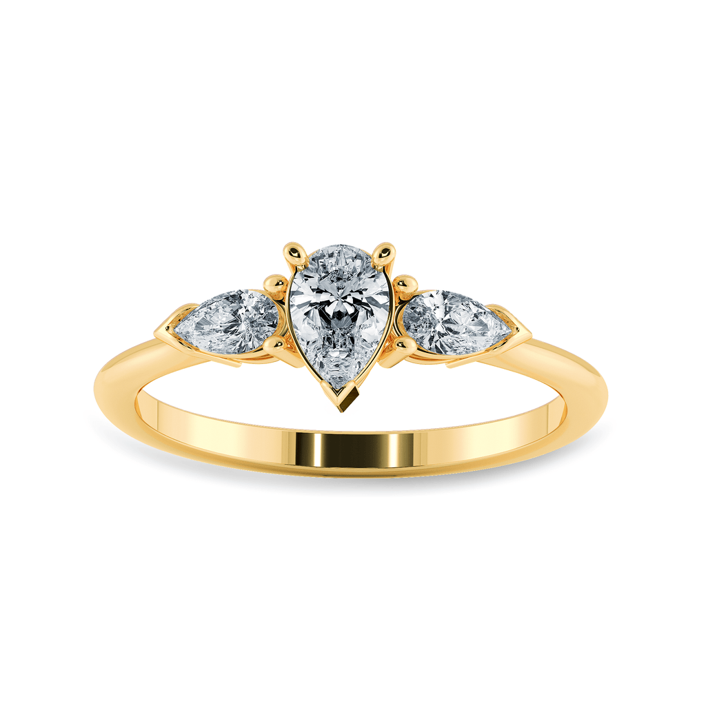 Jewelove™ Rings Women's Band only / VS I 0.50cts. Pear Cut Solitaire Diamond Accents 18K Yellow Gold Ring JL AU 1207Y-A
