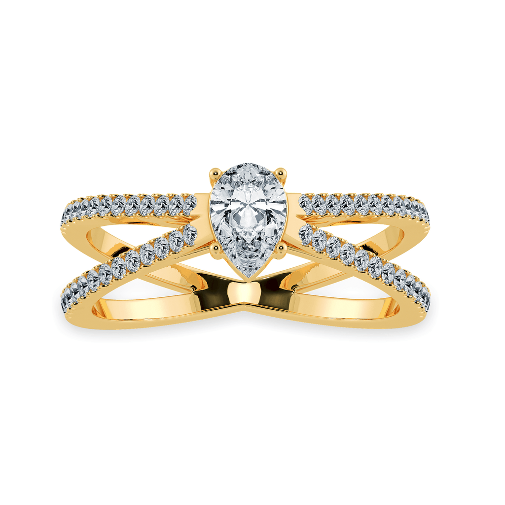 Jewelove™ Rings Women's Band only / VS I 0.50cts. Pear Cut Solitaire Diamond Split Shank 18K Yellow Gold Ring JL AU 1175Y-A