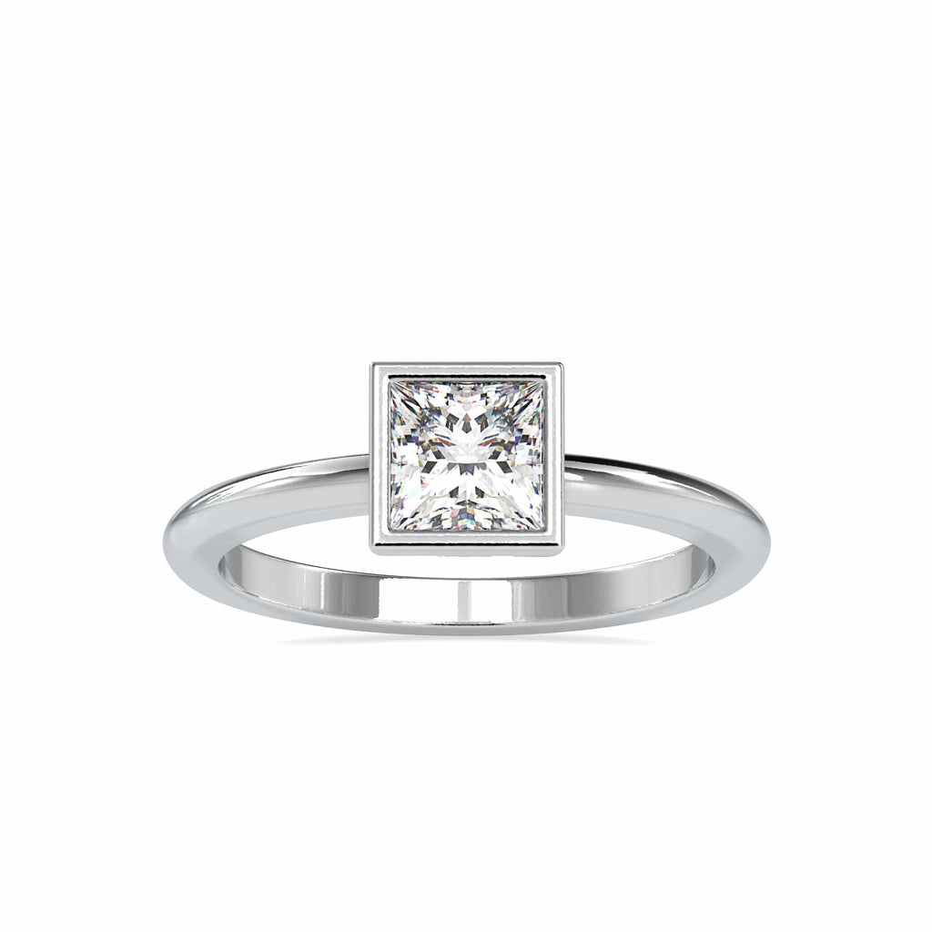 Jewelove™ Rings Women's Band only 0.50cts. Princess Cut Diamond Platinum Solitaire Engagement Ring JL PT 0077