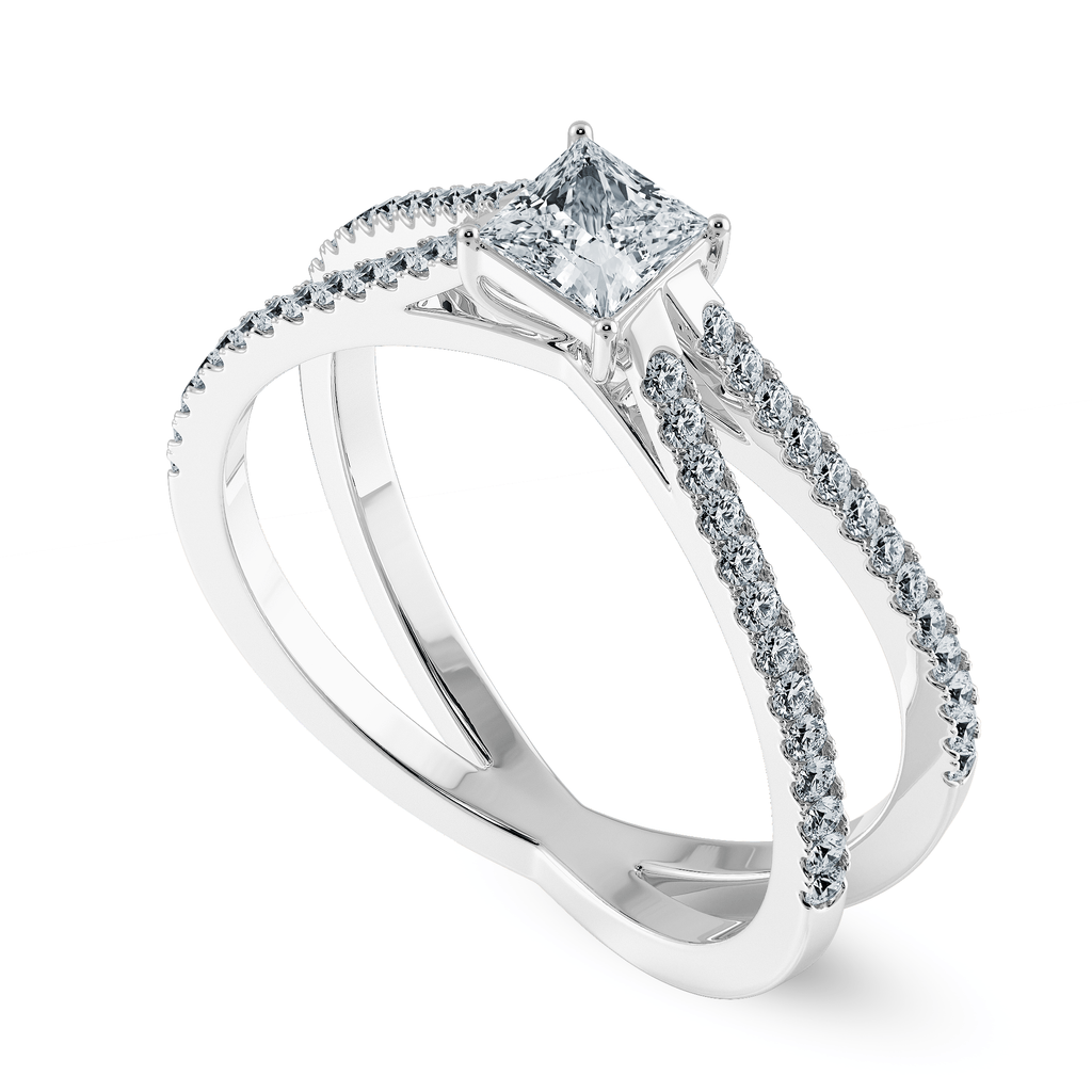 Jewelove™ Rings I VS / Women's Band only 0.50cts Princess Cut Solitaire Diamond Split Shank Platinum Ring JL PT 1170-A