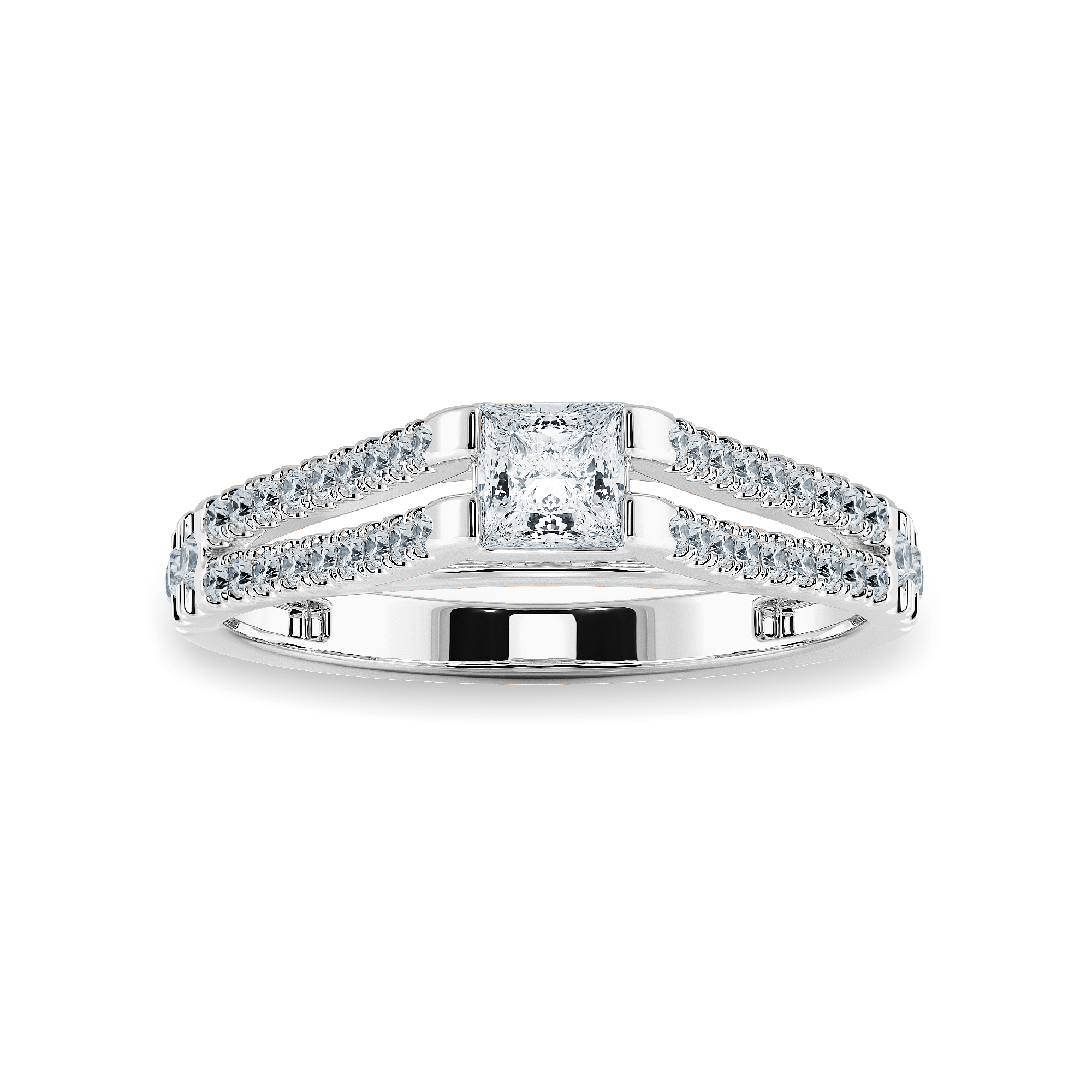 Jewelove™ Rings I VS / Women's Band only 0.50cts Princess Cut Solitaire Diamond Split Shank Platinum Ring JL PT 1178-B