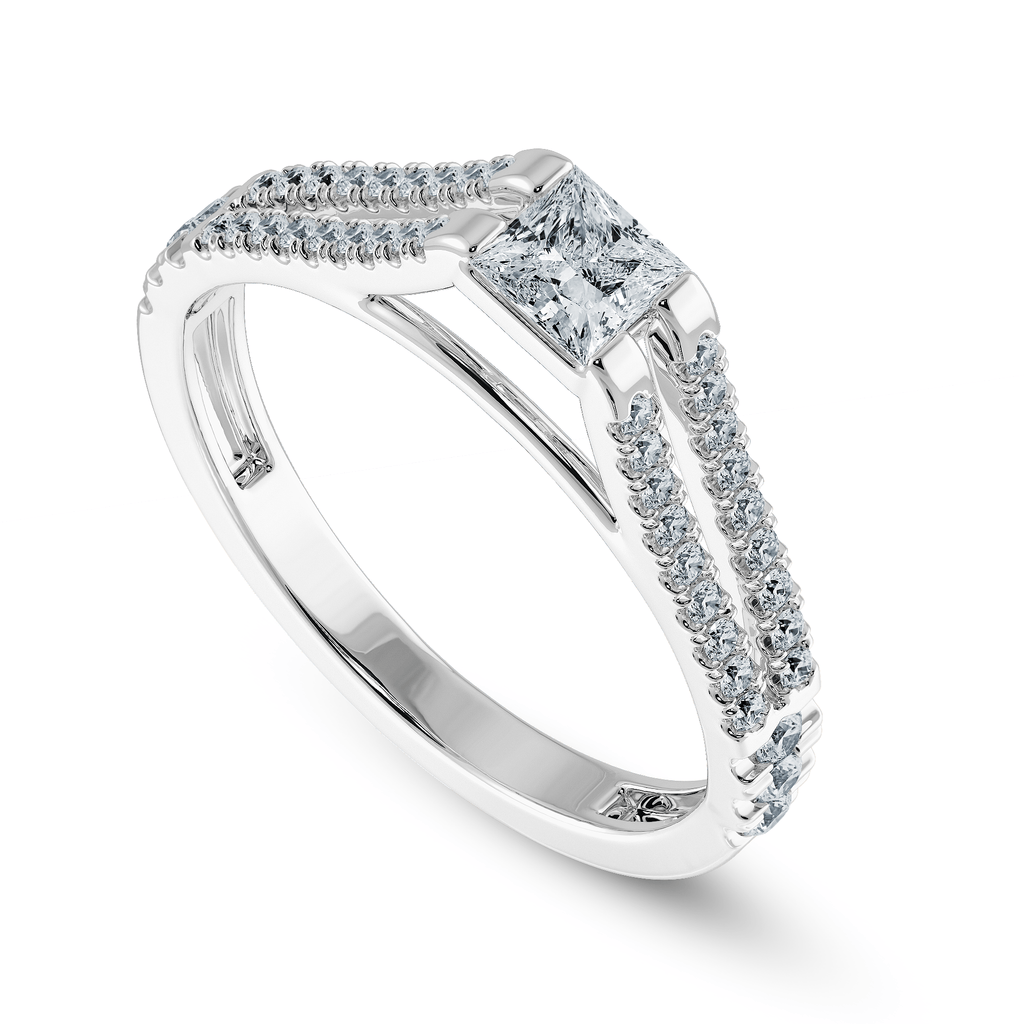 Jewelove™ Rings I VS / Women's Band only 0.50cts Princess Cut Solitaire Diamond Split Shank Platinum Ring JL PT 1178-B