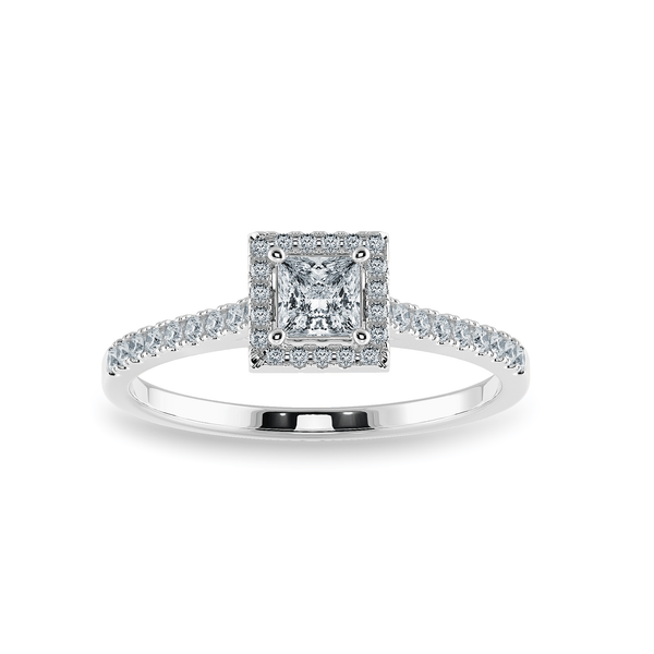 Jewelove™ Rings I VS / Women's Band only 0.50cts Princess Cut Solitaire Diamond Square Halo Shank Platinum Ring JL PT 1194-A