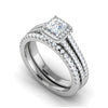 Jewelove™ Rings I VS / Women's Band only 0.50cts Princess Cut Solitaire Double Halo Diamond Split Shank Platinum Ring JL PT RV PR 130