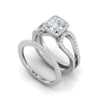 Jewelove™ Rings I VS / Women's Band only 0.50cts Princess Cut Solitaire Halo Diamond Split Shank Platinum Ring JL PT SF1750