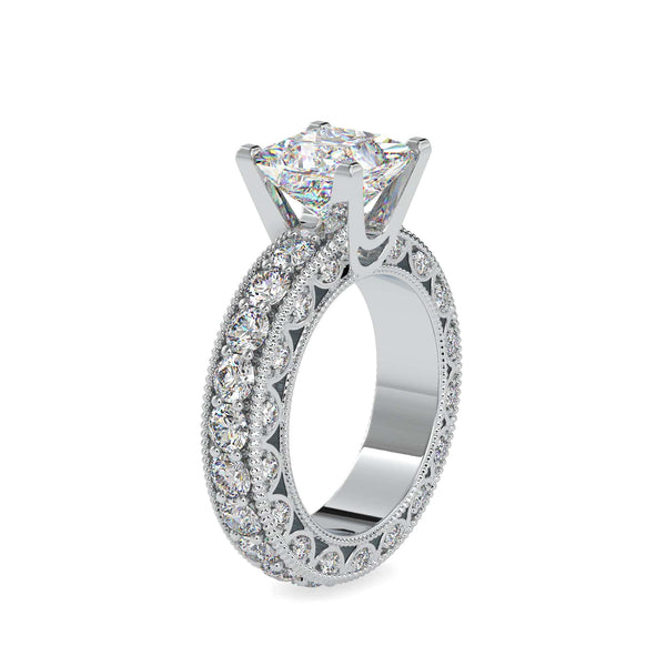 Jewelove™ Rings Women's Band only / VS I 0.50cts. Princess Cut Solitaire Platinum Diamond Shank Engagement Ring JL PT 0099