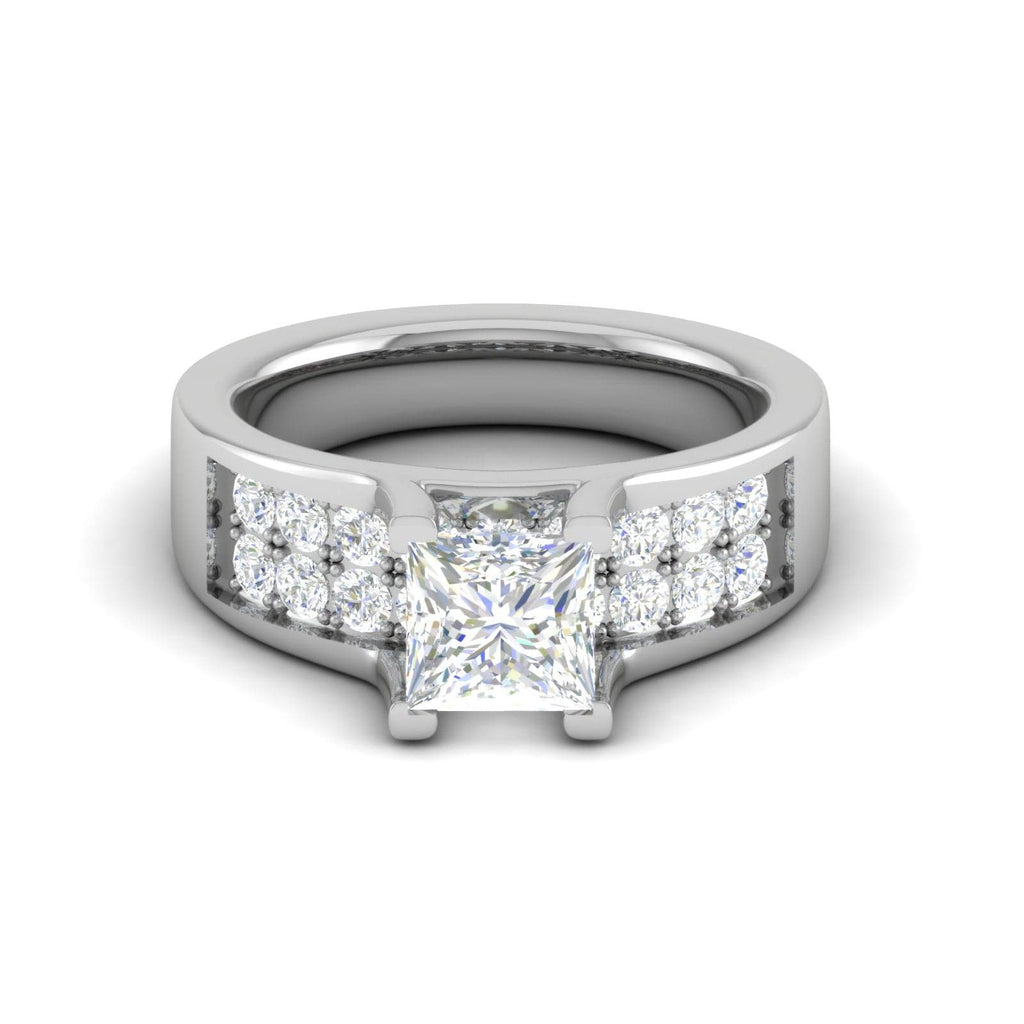 Jewelove™ Rings I VS / Women's Band only 0.50cts. Princess Cut Solitaire Split Shank Platinum Engagement Ring JL PT EN7078WG