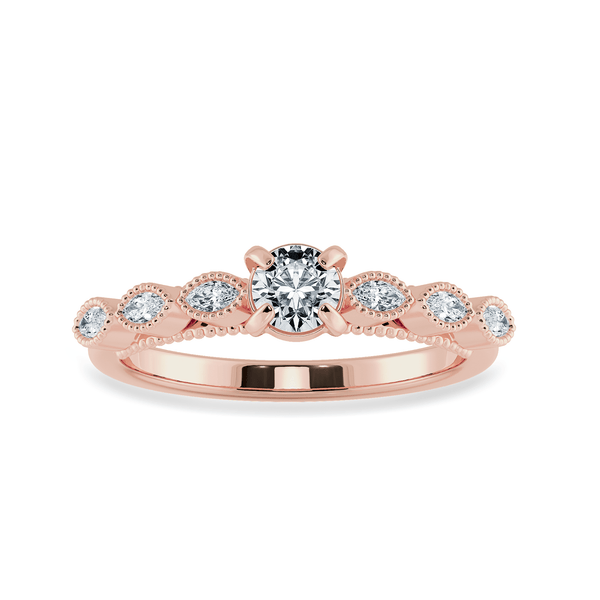 Jewelove™ Rings Women's Band only / VS J 0.50cts. Solitaire 18K Rose Gold Ring with Marquise Cut Diamond Accents JL AU 2011R-A