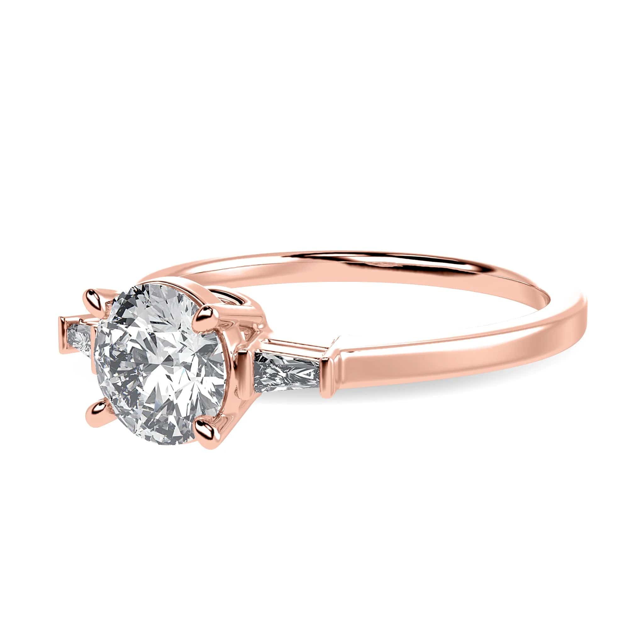 Jewelove™ Rings Women's Band only / VS J 0.50cts. Solitaire Baguette Diamond Accents 18K Rose Gold Ring JL AU 1209R-A