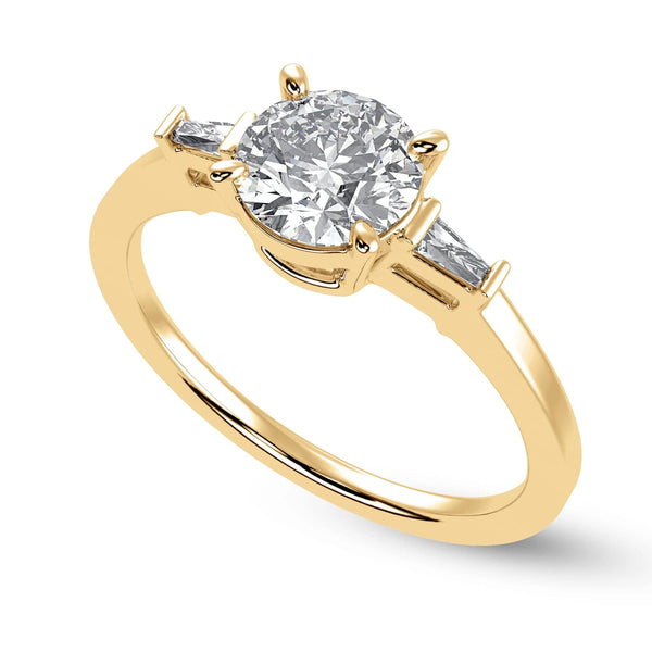 Jewelove™ Rings Women's Band only / VS J 0.50cts. Solitaire Baguette Diamond Accents 18K Yellow Gold Ring JL AU 1209Y-A