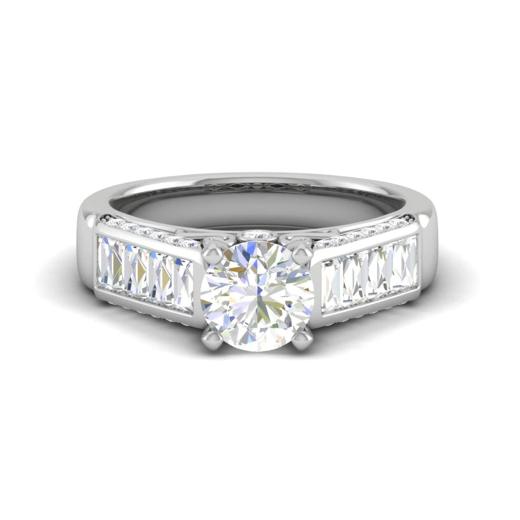 Jewelove™ Rings J VS / Women's Band only 0.50cts Solitaire Diamond Baguette Shank Platinum Ring JL PT WB5529E