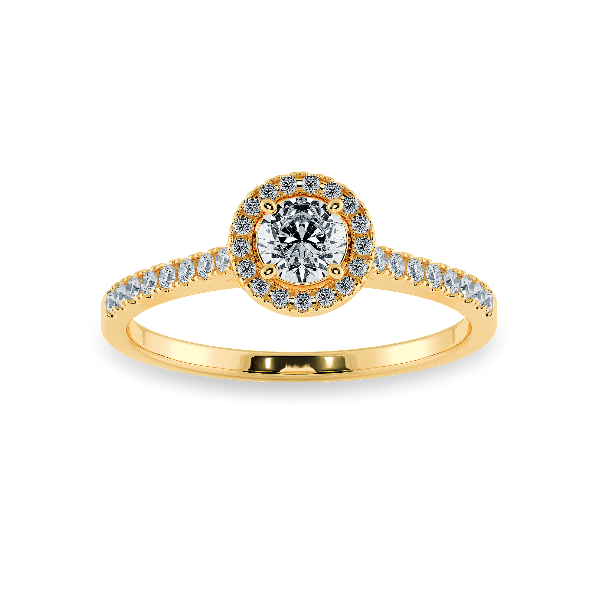 Jewelove™ Rings Women's Band only / VS J 0.50cts. Solitaire Diamond Halo Shank 18K Yellow Gold Ring JL AU 1193Y-A