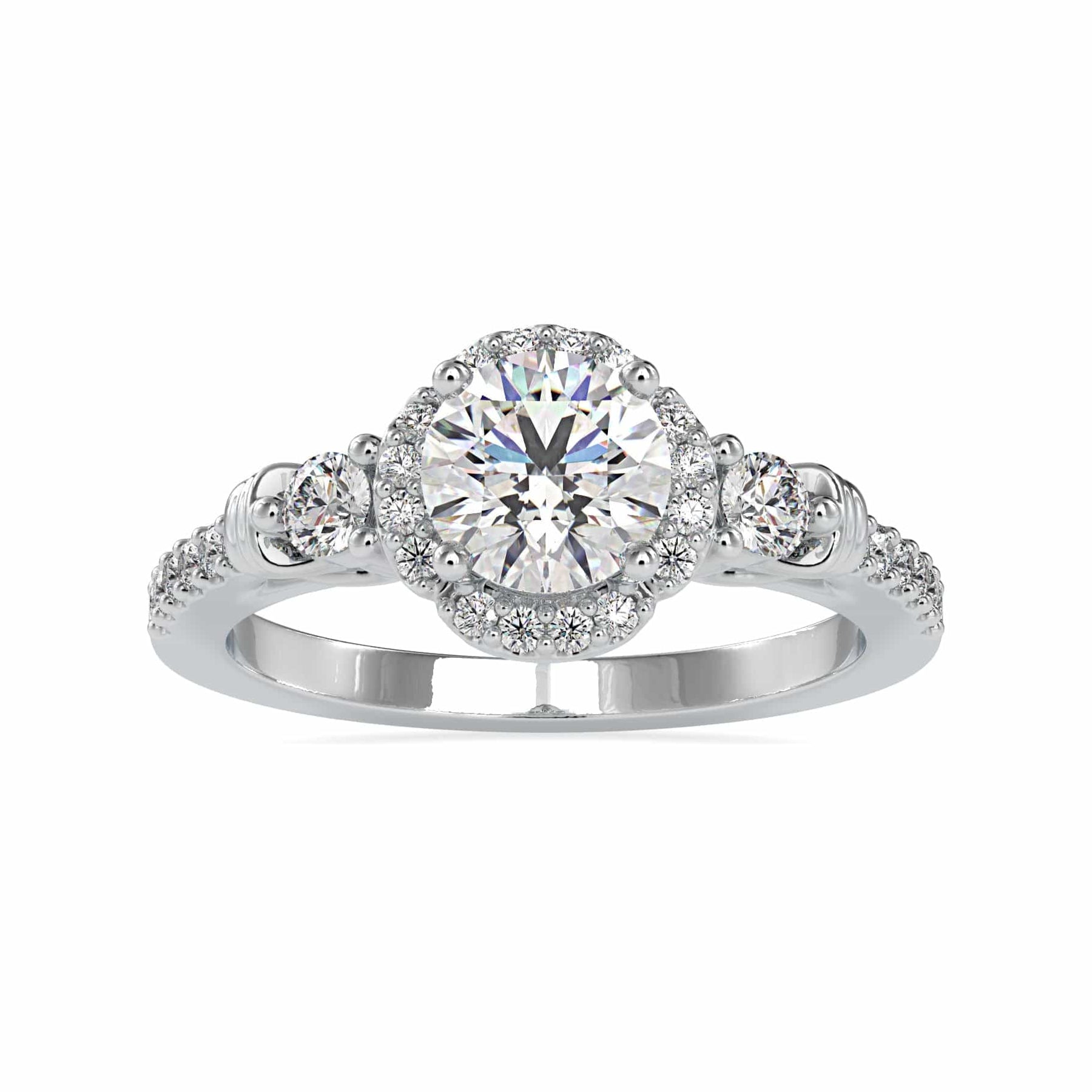 Jewelove™ Rings Women's Band only / VS J 0.50cts. Solitaire Diamond Shank Platinum Engagement Ring JL PT 0048