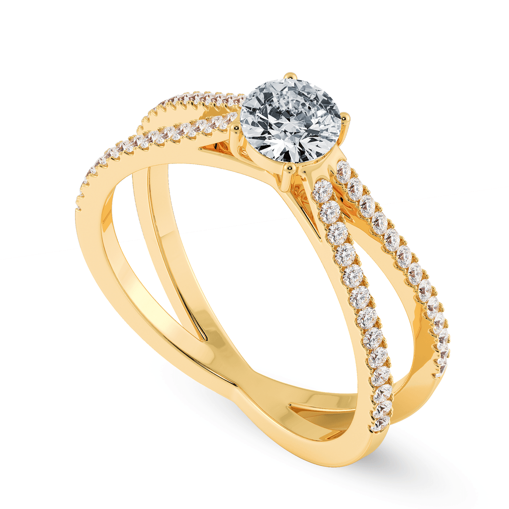 Jewelove™ Rings Women's Band only / VS J 0.50cts. Solitaire Diamond Split Shank 18K Yellow Gold Ring JL AU 1169Y-A