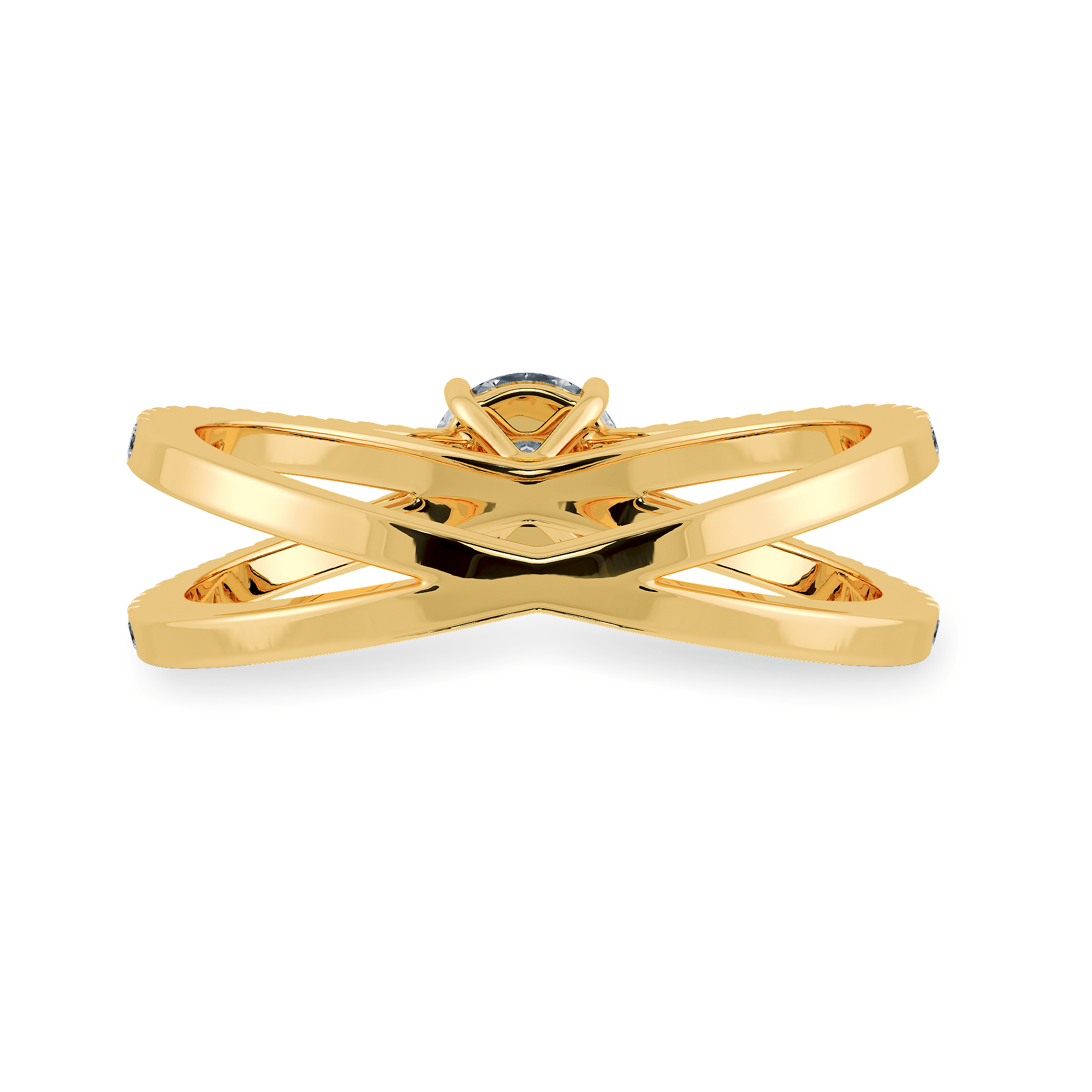50-Pointer Solitaire Diamond Split Shank 18K Yellow Gold Ring JL
